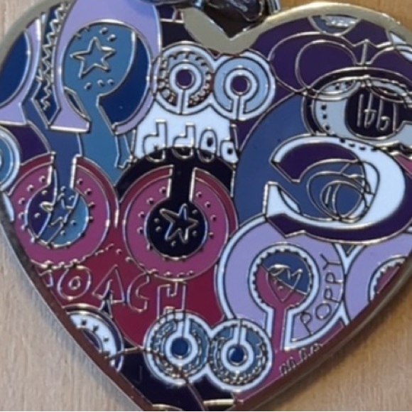 Coach Poppy Multi Graffiti Enamel Paved Crystal Heart Key Ring Fob Keychain - Picture 4 of 6